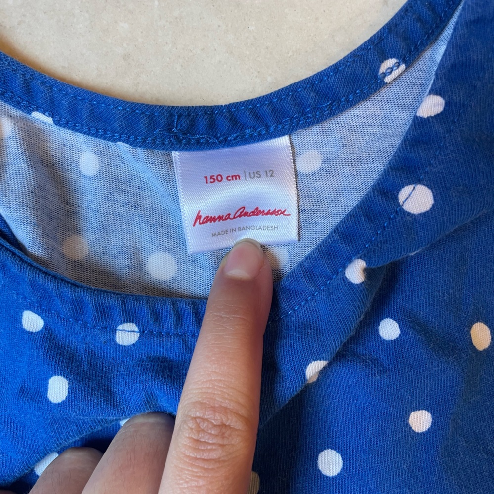 Blue and white polka dot sun dress